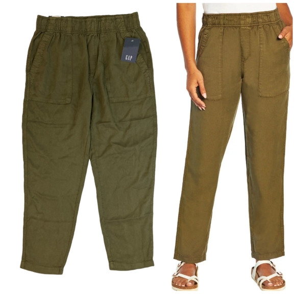 GAP Comfort Elastic Waist Tencel Pull On Pant Size XL Olive Night Resort… - Picture 1 of 8